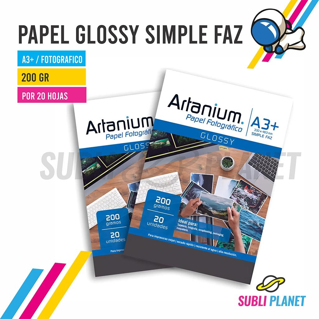 aratniuma3+200grx20 PAPEL ARTANIUM BRILLO CC A3+ 200gr 20 Hojas - Imagen 1