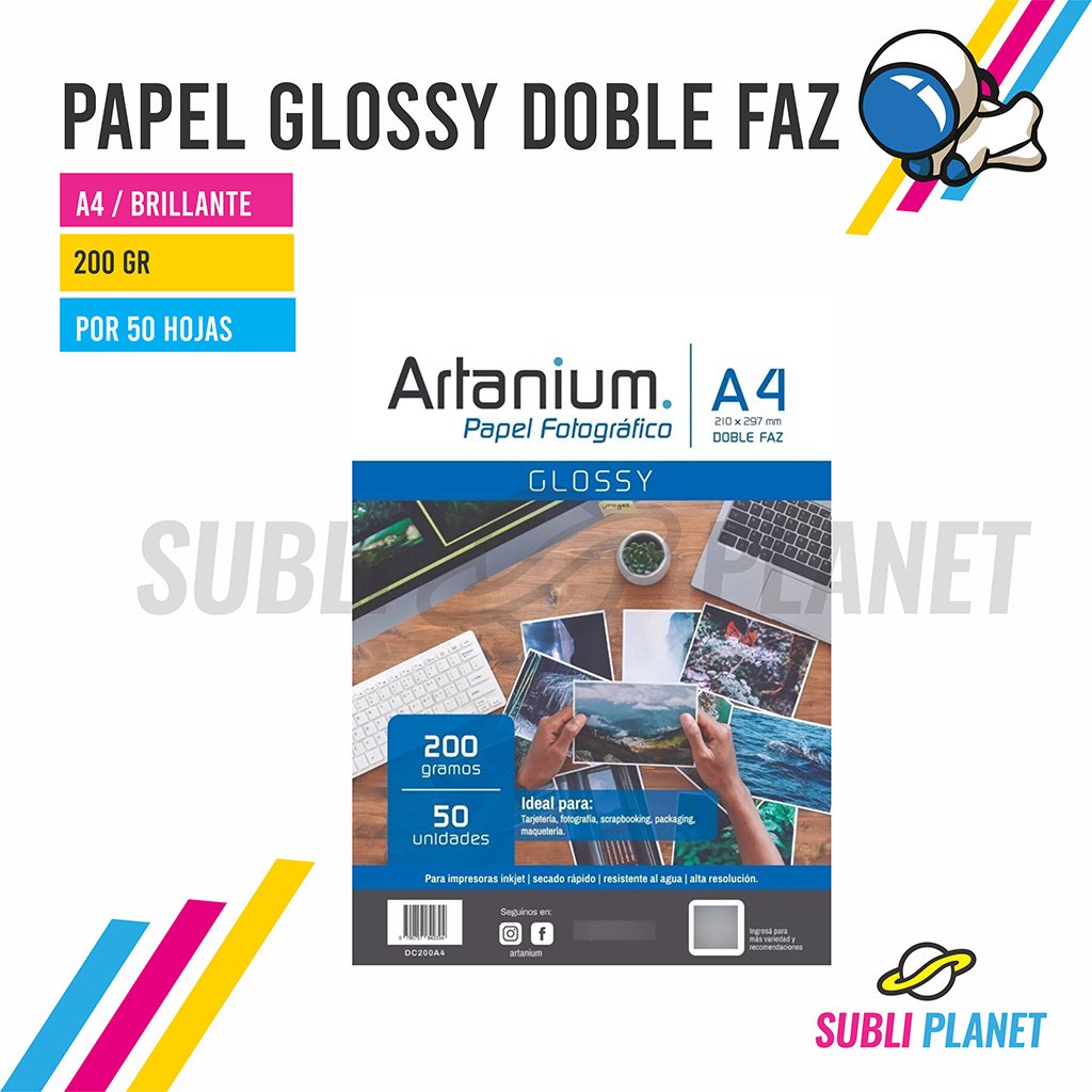 artaniumglossya4x50 PAPEL BRILLO A4 200gr x50h - Imagen 1