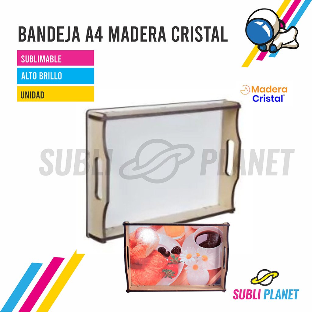 bandejaa4madera BANDEJA A4 MADERA CRISTAL - Imagen 1