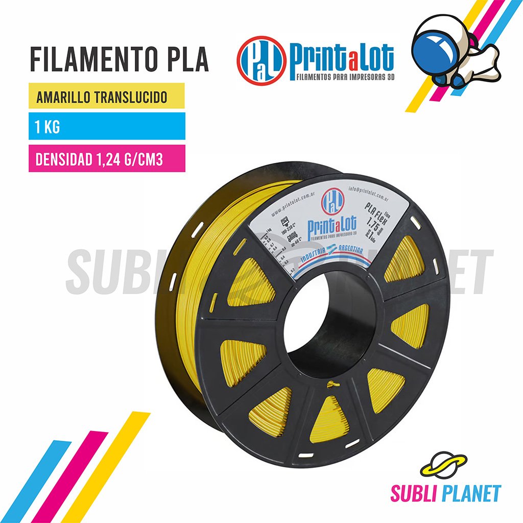 filamentoPLAYELLOWtrans FILAMENTO PLA AMARILLO TRANSLUCIDO x1KG - Imagen 1