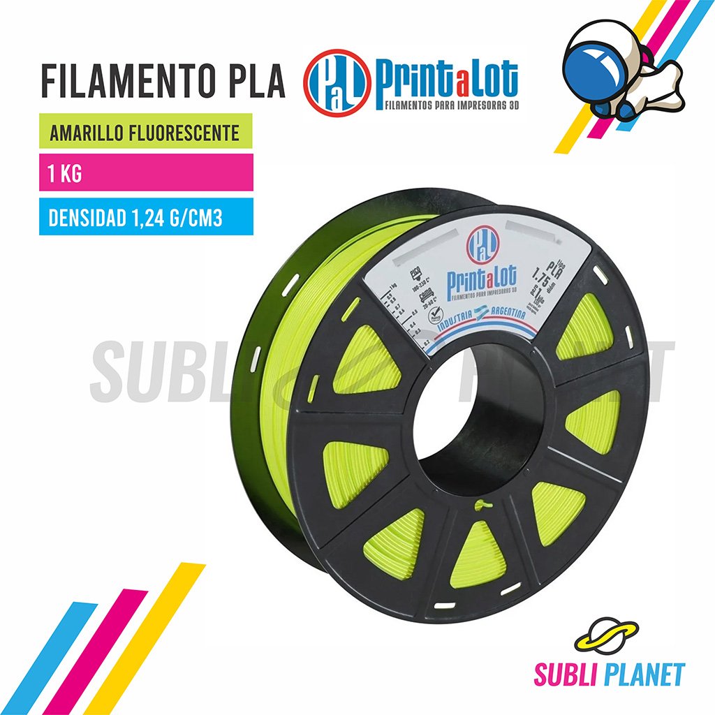 filamentoamarillofluo1k FILAMENTO PLA AMARILLO FLUORESCENTE x1KG - Imagen 1