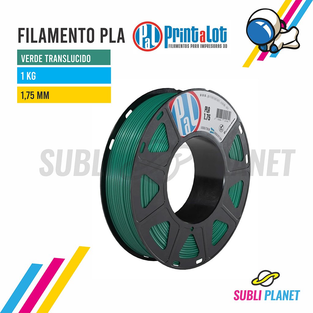 filamentoplaverdetransl FILAMENTO PLA VERDE TRANSLUCIDO x1KG - Imagen 1