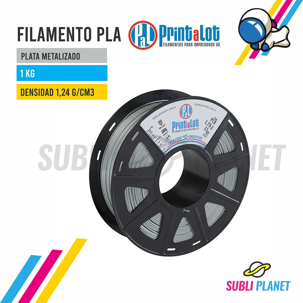 filamentoprintalotplatametal FILAMENTO PLATA x1KG - Imagen 1