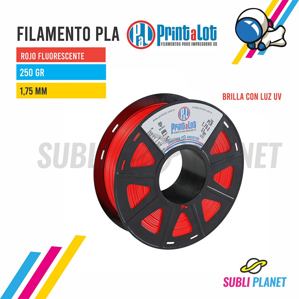filamentorojofluoPLA FILAMENTO ROJO FLUORESCENTE x¼KG - Imagen 1