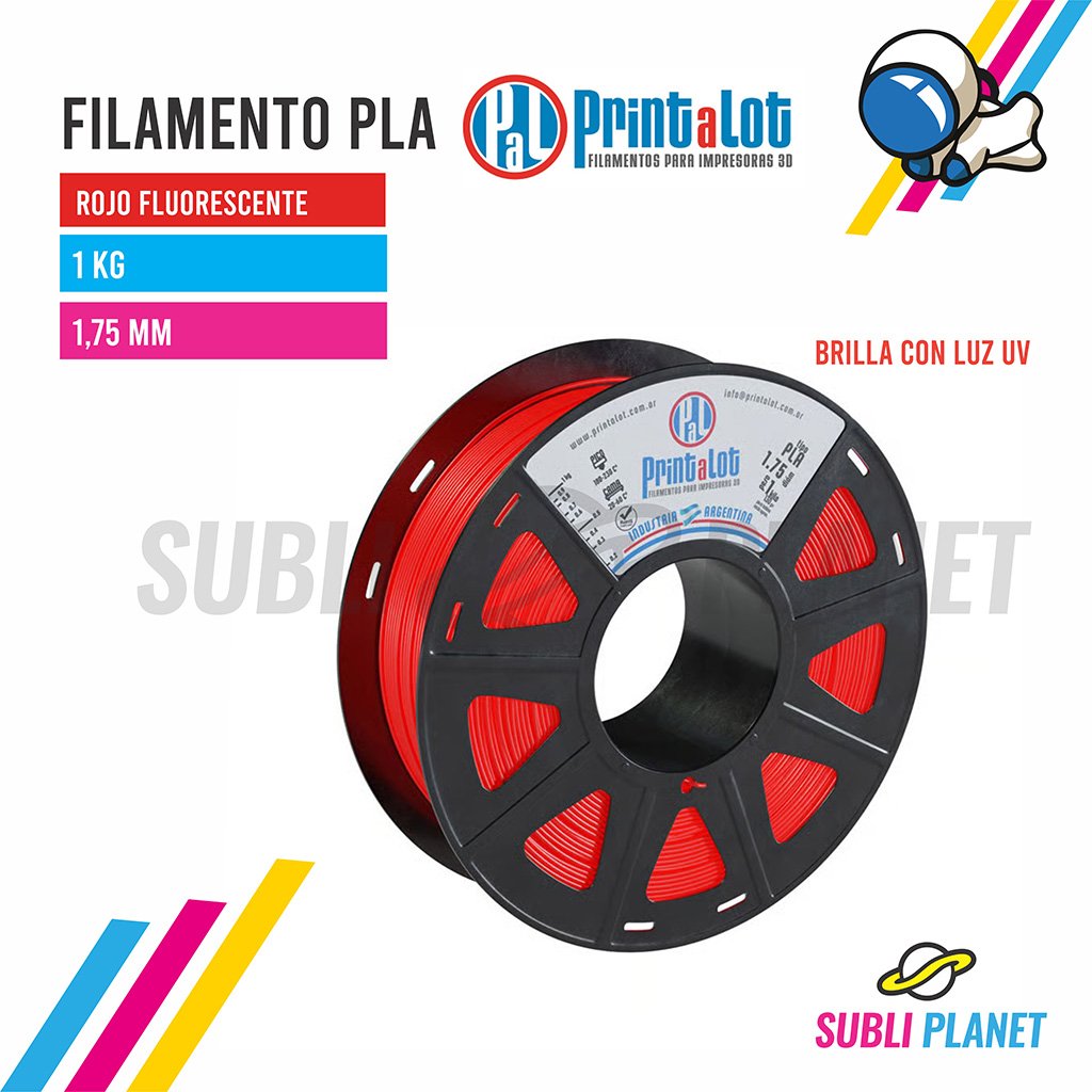 frojofluo1kilo FILAMENTO PLA ROJO FLUORESCENTE x1KG - Imagen 1