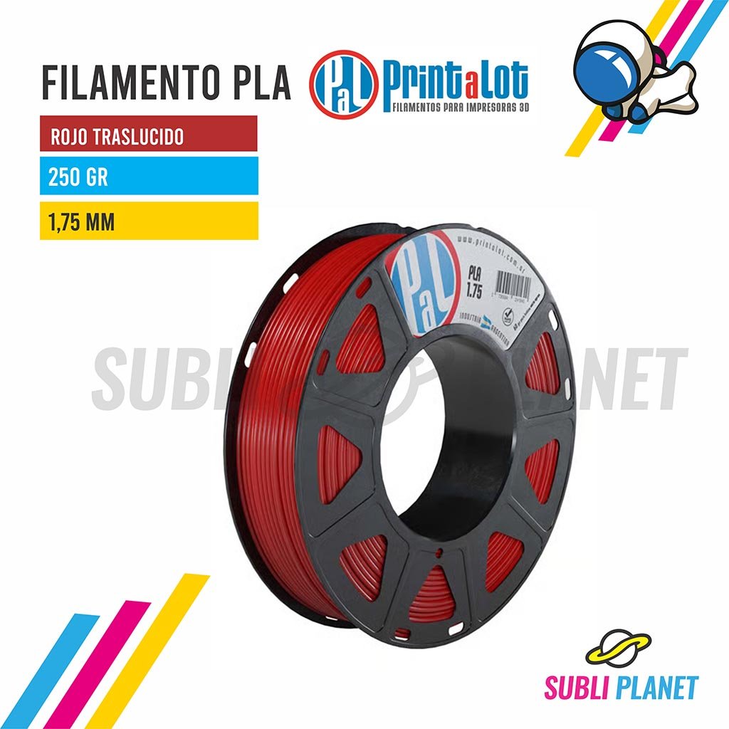 frojotrasl250 FILAMENTO PLA ROJO TRASLUCIDO x¼KG - Imagen 1