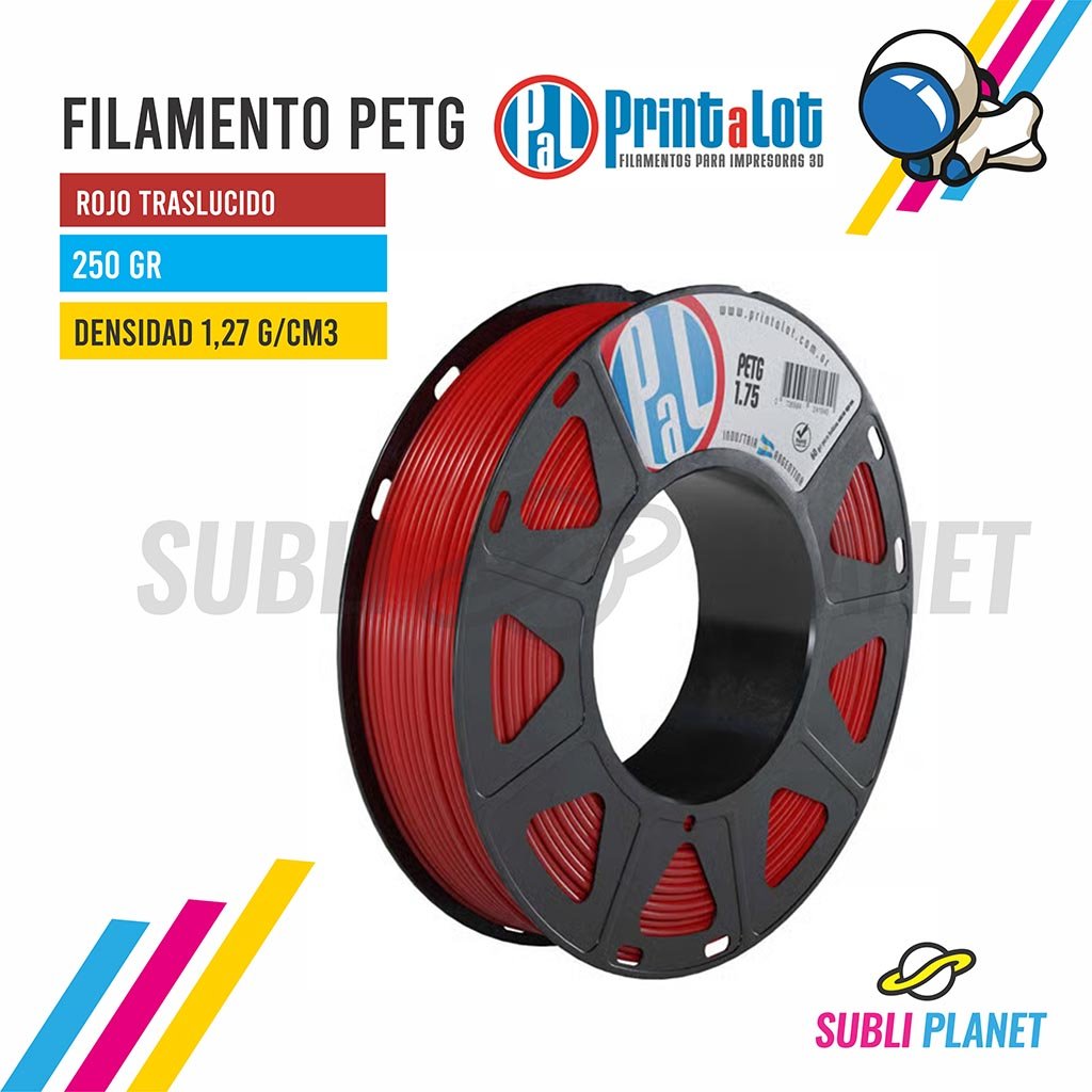frojotraspetg250 FILAMENTO PETG ROJO TRASLUCIDO x¼KG - Imagen 1