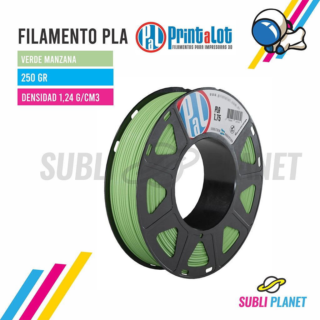fverdemza250 FILAMENTO PLA VERDE MANZANA x¼KG - Imagen 1
