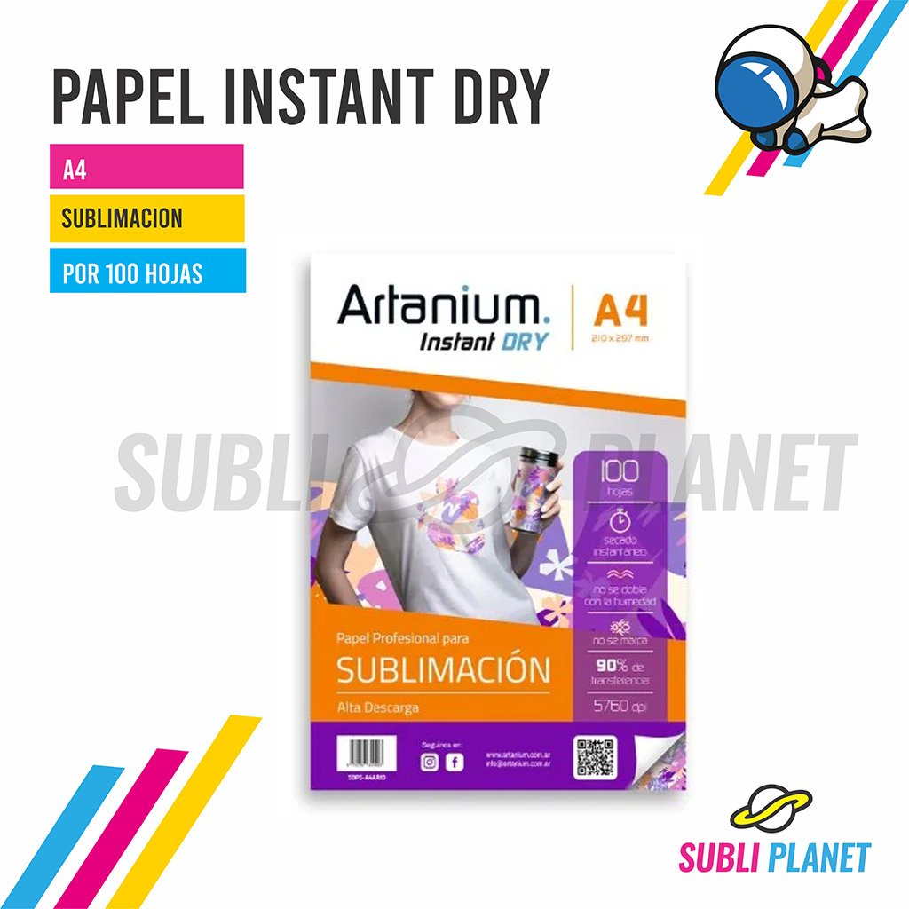 papelartaniumINSDRYA4 PAPEL SUBLIMAR A4 INSTANT DRY - Imagen 1