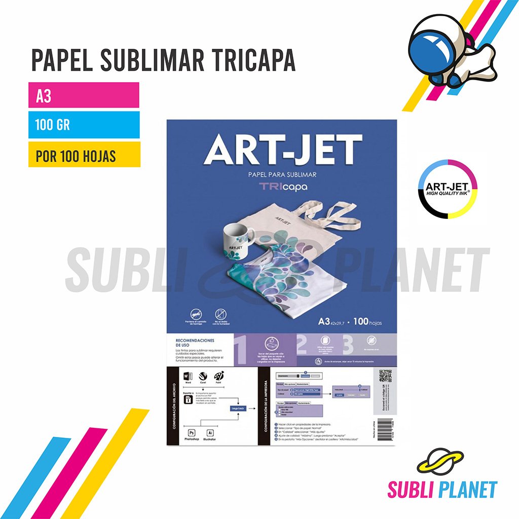 papelsubtricapaartjet PAPEL SUBLIMAR A3 TRICAPA - Imagen 1