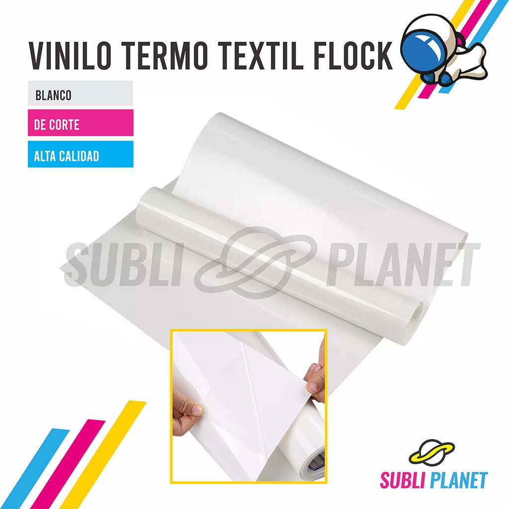 viniloflockwhite VINILO TERMO FLOCK BLANCO - Imagen 1