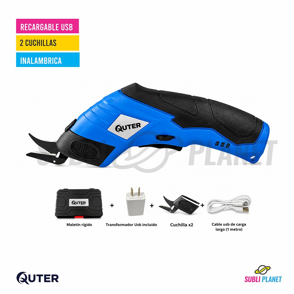 stijeraquterazul TIJERA ELECTRICA QUTER AZUL c/CARGADOR + REPUESTO - Imagen 1